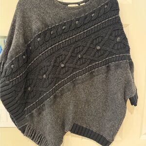Charcoal Cable-Knit Women's Sweater Poncho